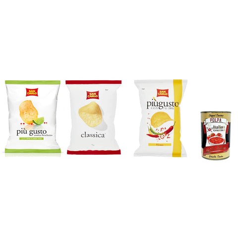 San Carlo Best set Classica più gusto Limette & rosa und Vicace Chips Kartoffelchips gesalzen 3x 50g inkl. Italian Gourmet polpa 400g Original italienisch
