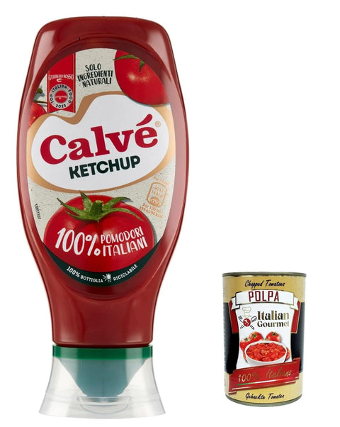 Italian Gourmet E.R. Ketchup 12x Calvé Ketchup 100% Tomaten italienischer Herkunft, glutenfrei, ohne Konservierungsstoffe und Farbstoffe, 430 ml + Italian Gourmet polpa 400g 8720182386038