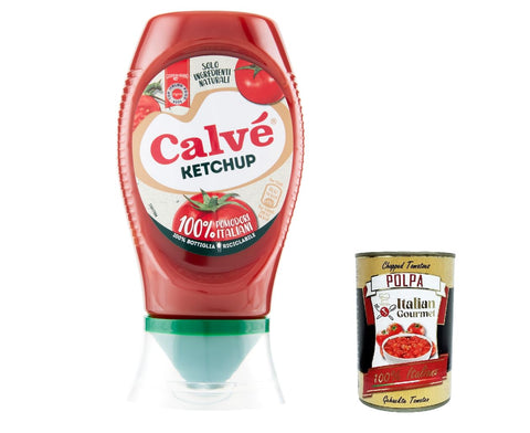 Italian Gourmet E.R. Ketchup 12x Calvé Ketchup in Top-Down-Verpackung, 100 % italienische Tomaten, 250 ml + Italian Gourmet polpa 400g 8720182386021
