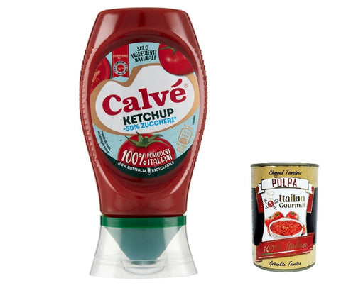 Italian Gourmet E.R. Ketchup 12x Calvé Ketchup Light 250 ml, Ketchup Light mit Stevia*, enthält 50 % weniger Zucker, glutenfrei, ohne Konservierungsstoffe und ohne Farbstoffe, vegan + Italian Gourmet polpa 400g 8720182391452