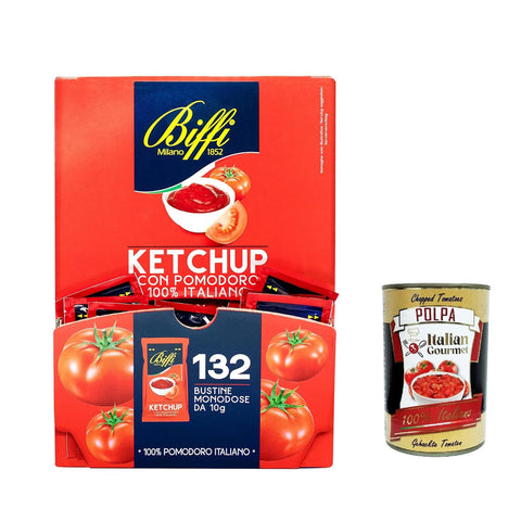 Biffi 132 Ketchup Sauce 10g Ideal for Chips Buns Hamburger Sandwiches Original italienisch inkl. Italian Gourmet Polpa 400g