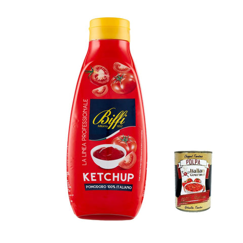 Biffi Tomato Ketchup mit 100% Tomaten, Tomato Ketchup (fruchtig, tomatiger Geschmack) 950g inkl. Italian Gourmet polpa 400g Original italienisch