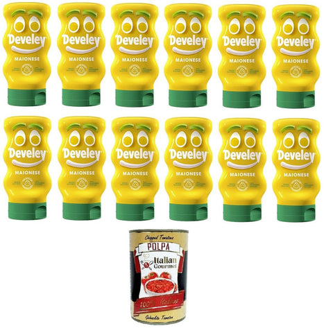 Maionese squeeze, Solo olio girasole, 100% ingredienti naturali,Mayonnaise-Squeeze, Nur Sonnenblumenöl, 100% natürliche Zutaten 12x230gr Original italienisch inkl. Italian Gourmet Polpa 400g