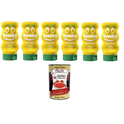 Maionese squeeze, Solo olio girasole, 100% ingredienti naturali,Mayonnaise-Squeeze, Nur Sonnenblumenöl, 100% natürliche Zutaten 6x230gr Original italienisch inkl. Italian Gourmet Polpa 400g