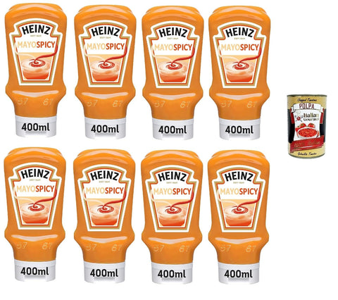 Mayo Spicy Veganer Mayonnaise mit Sriracha -Geschmack, Cremig mit würziger Wendung, 10 Flasche von 400ml Original italienisch inkl. Italian Gourmet Polpa 400g