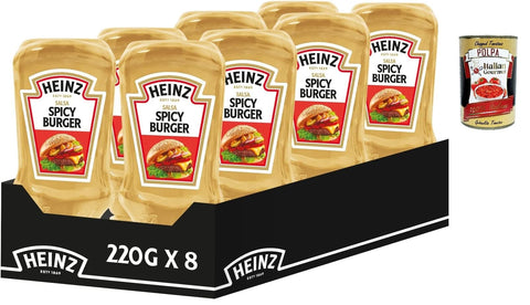 Italian Gourmet E.R. Ketchup Salsa Spicy Burger, burger sauce, würzige Sauce für Burger, 8 x 220 gr + Italian Gourmet polpa 400g 8032804040014