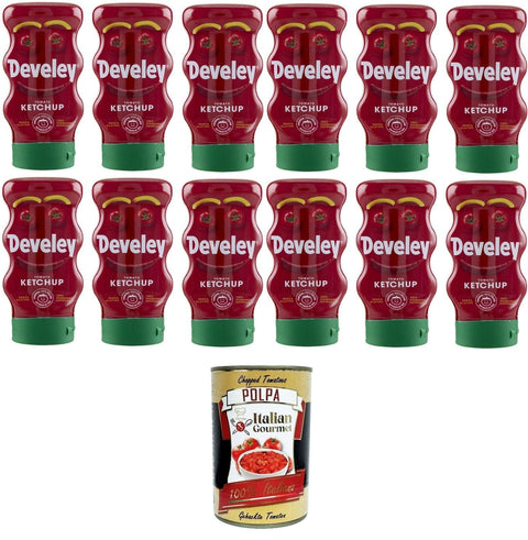 Italian Gourmet E.R. Ketchup Tomato Ketchup Squeeze,Tomatenketchup, Glutenfrei, 100% natürliche Zutaten 12x273gr + Italian Gourmet polpa 400g 8032804040014