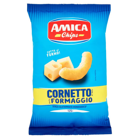 Italian Gourmet E.R. Knabberartikel 10x Amica Chips Cornetto al Formaggio Mais-Snacks mit Käsegeschmack Salziger Snack 125g Beutel 8008714006334