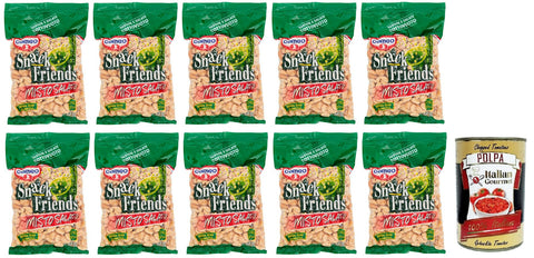 Italian Gourmet E.R. Knabberartikel 10x Cameo Snack Friends Misto Salato,Geröstete und Gesalzene Mischung aus Erdnüssen, Cashewnüssen, Haselnüssen und Mandeln,Vakuumverpackungen 250g + Italian Gourmet Polpa di Pomodoro 400g Dose 8003000122200