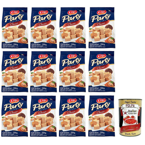 Lago Gastone Party Wafers Cacao, Waffeln mit Kakaocreme 12x250g Original italienisch Snack