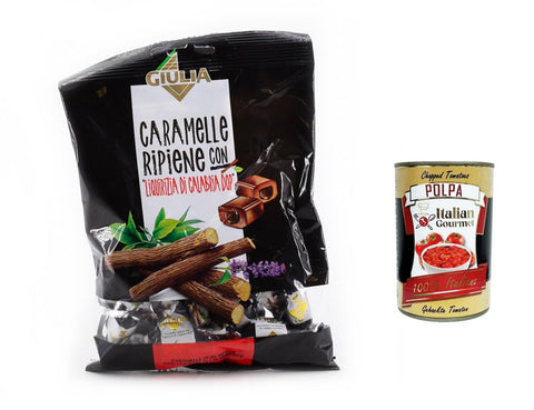 Italian Gourmet E.R. Knabberartikel 12x La Giulia Caramelle gefüllt mit Lakritze aus Kalabrien Dop 150g + Italian gourmet polpa 400g 8001205201140