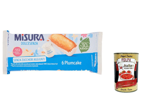 Italian Gourmet E.R. Knabberartikel 12x Misura Plumcake allo Yogurt Dolcesenza Joghurt-Pflaumenkuchen, ohne Zuckerzusatz, 190 g + Italian Gourmet polpa 400g 8002590308025