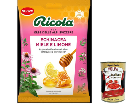 Ricola Echinacea Honig Zitrone, Schweizer Kräuter Bonbons mit 13 Schweizer Alpenkräutern 12x68g Original italienisch Snack