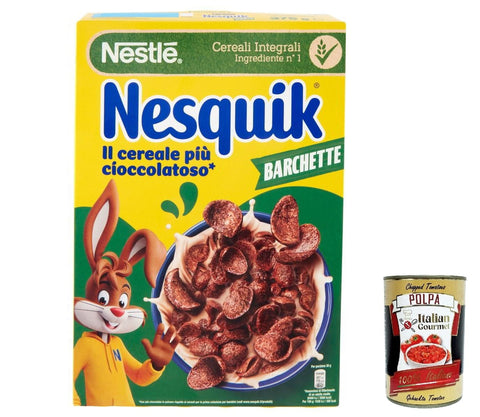 NESQUIK NESTLÈ Nesquik Choco Waves knuspriges Schokoladenmüsli 375 GR 3x Original italienisch inkl. Italian Gourmet Polpa 400g