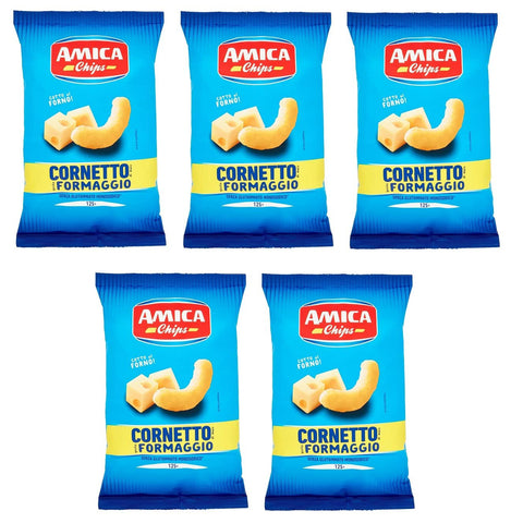Amica chips Cornetto al Formaggio Mais Snacks mit Käsegeschmack Salziger Snack Beutel 5x125g Original italienisch
