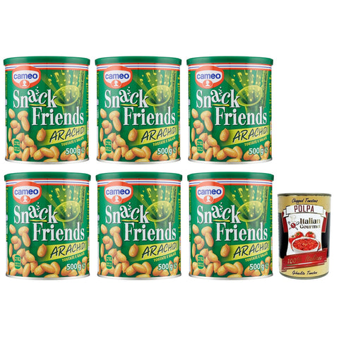 Cameo Snack Friends Arachidi,Geröstete und Gesalzene Erdnüsse im Dose, 500g 6x Original italienisch inkl. Italian Gourmet Polpa di Pomodoro 400g Dose