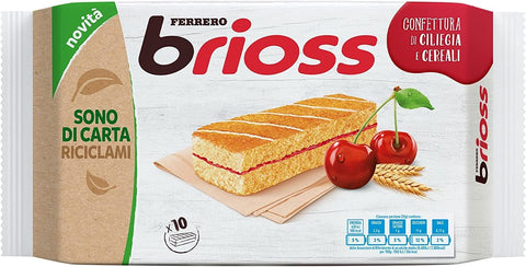 Italian Gourmet E.R. Knabberartikel 6x Ferrero Brioss Ciliegia Cherry Kirsche Kuchen Packung mit 10 Snacks, 280 g + Italian Gourmet polpa 400g 8000500070611