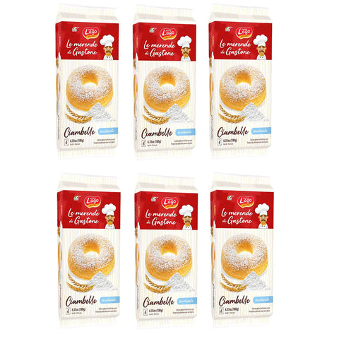 Lago Gastone Ciambelle Zuccherate Krapfen Donuts mit Puderzucker Packung à, Jede Packung Enthält 6 Donuts à 6x180g Original italienisch Snack