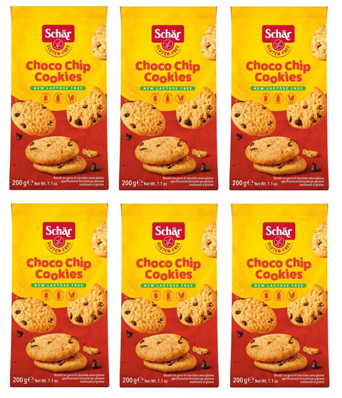 Schar Schär Gluten Free Choco Chip Cookies Kekse mit Schokoladentropfen Glutenfrei 200g Beutel 6x Original italienisch