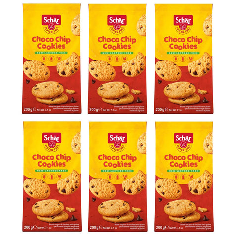 Schar Schär Gluten Free Choco Chip Cookies Kekse mit Schokoladentropfen Glutenfrei 200g Beutel 6x Original italienisch