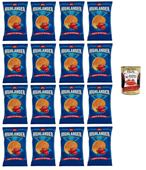 Italian Gourmet E.R. Knabberartikel San Carlo Highlander Tomato or nothing Patatine Kartoffelchips Tomaten Chips 16x130gr + Italian Gourmet polpa 400g 8032804040014