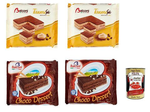 Italian Gourmet E.R. Knabberartikel Testpaket Balconi Tiramisu tiramisù Choco Dessert Torta Schokolade creme 4x 400g kuchen cake + Italian gourmet polpa 400g 8001585004171