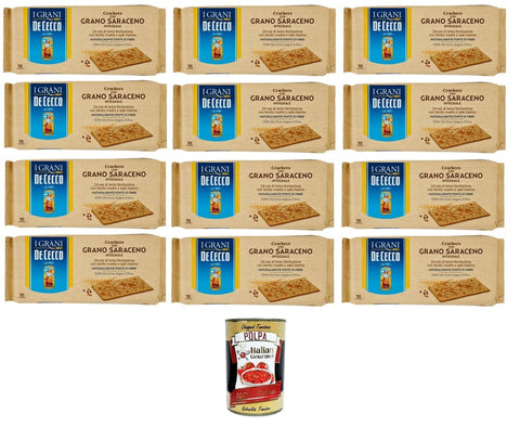 DE CECCO Crakers con Grano Saraceno integrale Cracker mit Vollkorn-Buchweizen 12x250gr Original italienisch inkl. Italian Gourmet Polpa 400g
