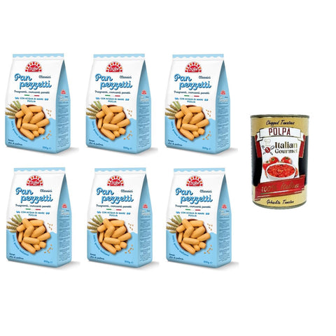 Di Leo Panpezzetti classici con acqua di mare Klassische Panpezzetti mit Meerwasser - 6x200 gr. Original italienisch inkl. Italian Gourmet Polpa di Pomodoro 400g