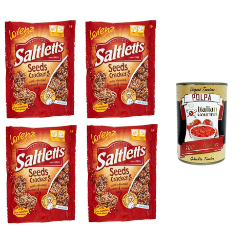 Lorenz Saltletts Seeds Cracker Mit Chiasamen, Leinsamen und Sesamsamen 4x 100gr inkl. Italian Gourmet Polpa 400g Original italienisch