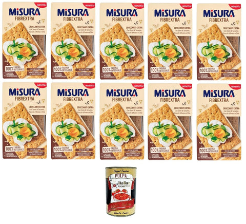 Misura Fibrextra Croccanti,Fibrextra Crunchy Extra mit Sesamsamen und Hafer- und Chiaflocken 10x160gr Original italienisch inkl. Italian Gourmet Polpa 400g