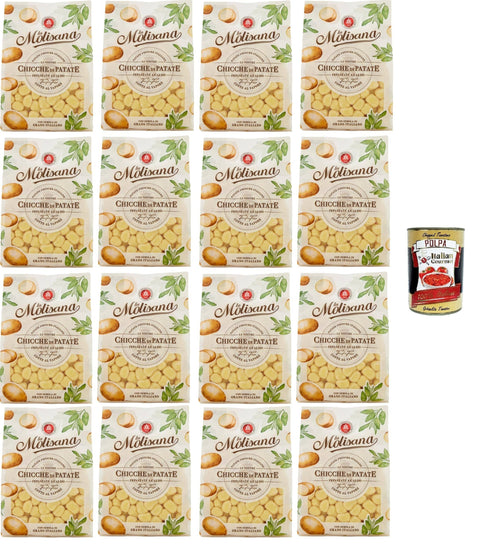 Italian Gourmet E.R. Knödel La Molisana, Chicche di Patate,frische Kartoffelchips mit italienischem Weizengrieß – heiß geknetet und gedämpft 16x500gr + Italian Gourmet polpa 400g 8032804040014