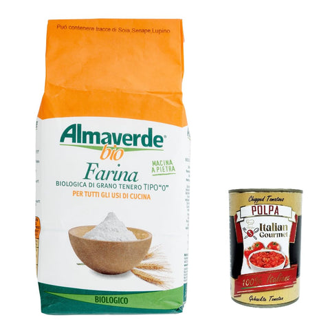 Italian Gourmet E.R. Koch- & Backzutaten 10x Almaverde Bio -Biologischer Weizenmehl Typ "0" für alle Kochen verwendet 1000 g + Italian Gourmet polpa 400g 8002213010960