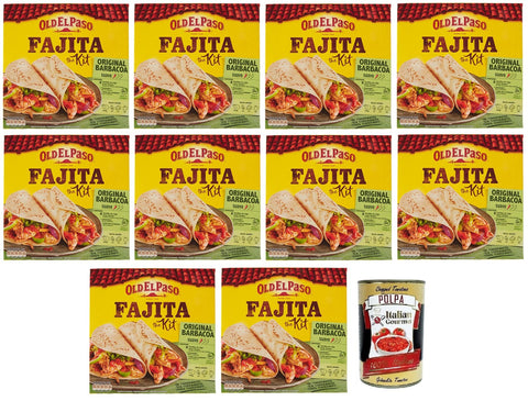Italian Gourmet E.R. Koch- & Backzutaten 10x Old El Paso Fajita The Kit Original Barbacoa,Mexikanische Spezialitäten,500-g-Packung + Italian Gourmet Polpa di Pomodoro 400g Dose 8727200190677