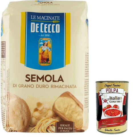 De Cecco Hartweizengrieß - Semola di grano duro rimacinata 12x Original italienisch inkl. Italian Gourmet Polpa 400g