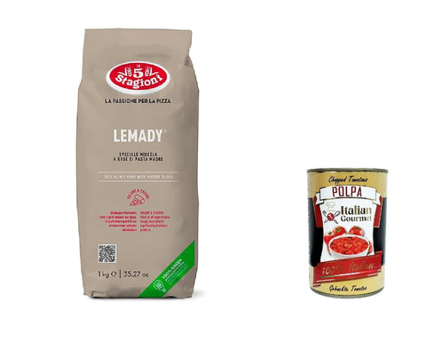 Italian Gourmet E.R. Koch- & Backzutaten 12x LEMADY MISCHUNG X HEFE NATUR PIZZATEIG KG.1 5 STAGIONI (LEMADY MISCELA X LIEVITO NATURALE IMPASTI PIZZA) + Italian Gourmet polpa 400g 8021274700061