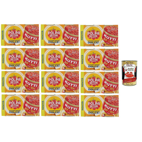 Mutti Polpa Datterini natürlich süß Tomaten ( x 2), Datterini Tomatenpulpe Tomaten sauce 100% 12x 300gr inkl. Italian Gourmet polpa 400g Original italienisch