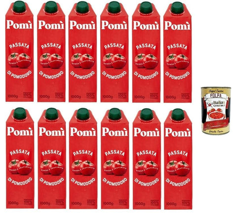 POMI' Tomatenpüree in Brik 12x 1 kg inkl. Italian Gourmet Polpa 400g Original italienisch