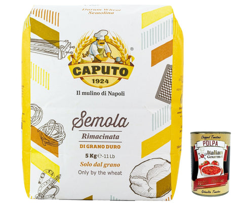 Caputo Hartweizengrieß - Semola di grano duro rimacinata 3x 5 kg inkl. Italian Gourmet polpa 400g Original italienisch