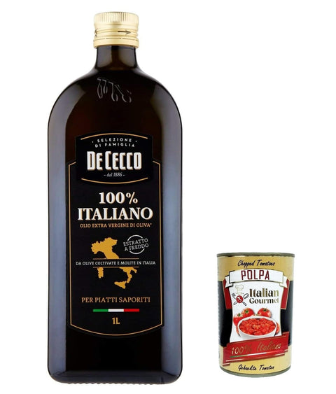 De Cecco 100% Italiano olio Extra vergine di oliva, 100% Olivenöl extra vergine Natives Olivenöl nativ 3x 750 ml inkl. Italian Gourmet polpa 400g Original italienisch