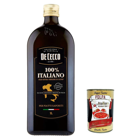 De Cecco 100% Italiano olio Extra vergine di oliva, 100% Olivenöl extra vergine Natives Olivenöl nativ 3x 750 ml inkl. Italian Gourmet polpa 400g Original italienisch