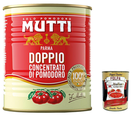 Italian Gourmet E.R. Koch- & Backzutaten 3x Mutti Doppio Concentrato di Pomodoro, Doppeltes Tomatenkonzentrat,100% Italienische Tomate, 880g + Italian Gourmet Polpa di Pomodoro 400g Dose