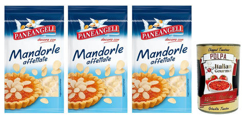 Paneangeli Mandorle affettate,Gebrauchsfertige Mandelscheiben,ideal zum Anreichern und Dekorieren süßer und herzhafter Zubereitungen,50g 3x Original italienisch inkl. Italian Gourmet Polpa di Pomodoro 400g Dose