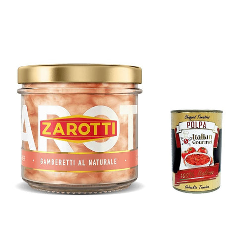 Zarotti Gamberetti al naturale, Garnelen in Wasser und Salz erhalten 110g 3x Original italienisch inkl. Italian Gourmet Polpa 400g