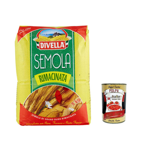 Divella Semola Di Grano Duro Rimacinata Hartweizengries 5x 5kg inkl. Italian Gourmet polpa 400g Original italienisch