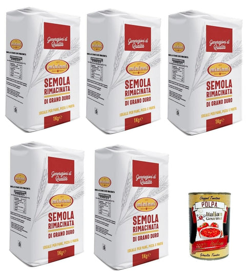 Mininni Semola Nachgemahlener Hartweizengrieß Packung mit kg.1 5x Original italienisch Zutat