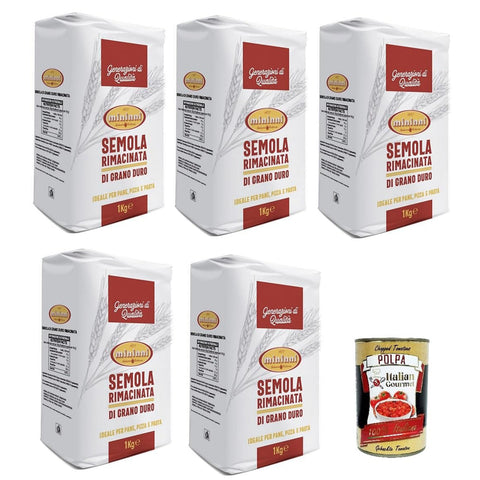 Mininni Semola Nachgemahlener Hartweizengrieß Packung mit kg.1 5x Original italienisch Zutat