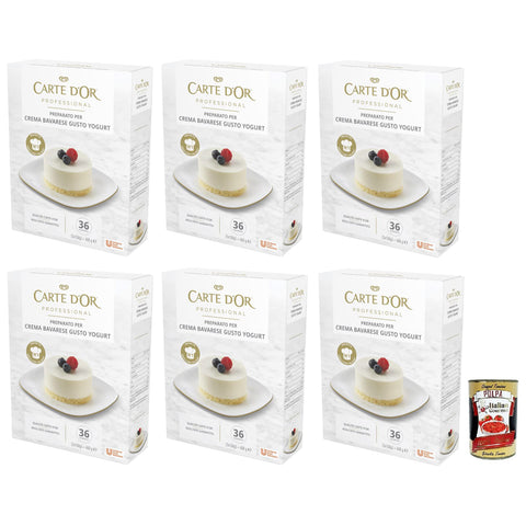 Carte d’Or Professional Preparato per Bavarese allo Yogurt, Pulvermischung für Joghurt - Bayerische - Creme 6x 450g inkl. Italian Gourmet Polpa di Pomodoro 400g Dose Original italienisch