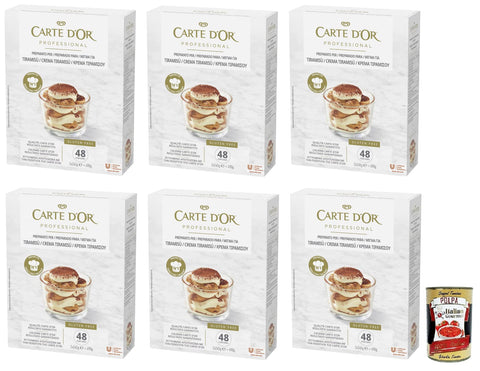 Carte d’Or Professional Pulvermischung für Tiramisu - Creme, Glutenfrei 6x 490g inkl. Italian Gourmet Polpa di Pomodoro 400g Dose Original italienisch