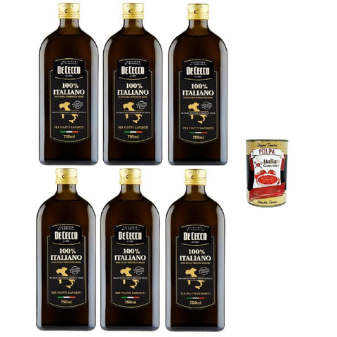 DE CECCO 100 % ITALIENISCHES EVO-ÖL 750ml 6x Original italienisch inkl. Italian Gourmet Polpa 400g