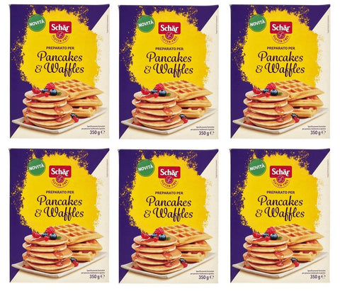 Schar Schär Gluten Free Preparato per Pancakes & Waffles Vorbereitet Zubereitet für Glutenfreie Pfannkuchen und Waffeln 350g Packung 6x Original italienisch
